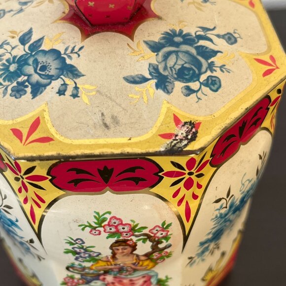 Vintage Murray Allen Octagonal Metal Tin // Regal Crown Lidded Canister - Picture 9 of 9